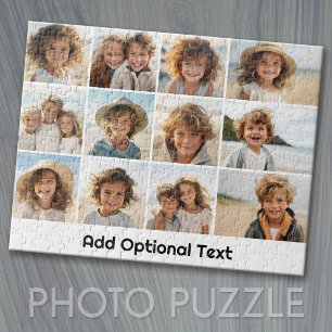 12-Foto-Raster-Collage - Weiß - Mod-Typ Schwarz Puzzle