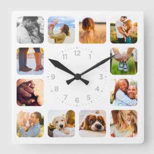12-Foto-Rundschr. Quadratische Wanduhr