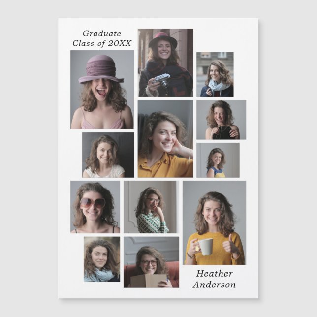 12 FotoCollage Abschluss Magnetkarte (Vorderseite)