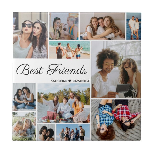 12 Fotocollage Beste Freunde für immer Fliese (Vorderseite)