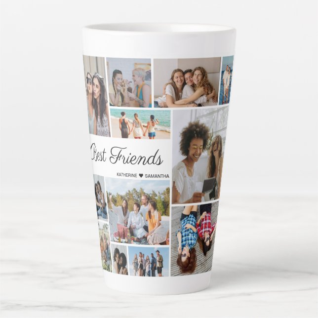 12 Fotocollage Beste Freunde für immer Milchtasse (Vorderseite)