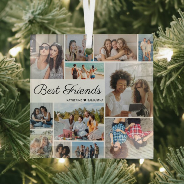 12 Fotocollage Beste Freunde für immer Ornament Aus Glas (Insitu)