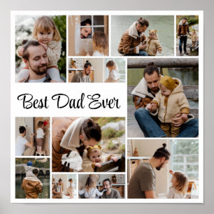 12 FotoCollage Bester Vater je Poster