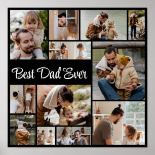 12 FotoCollage Bester Vater je Poster