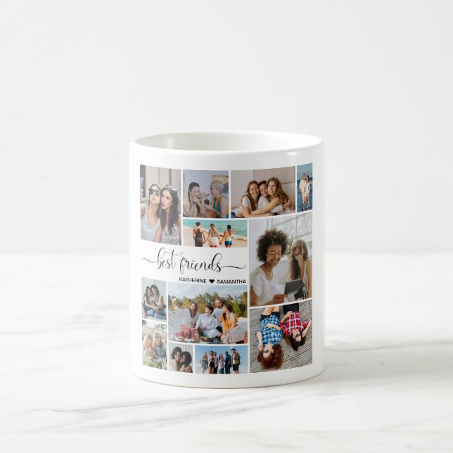12 FotoCollage Die besten Freunde hinzufügen Kaffeetasse (Mittel)