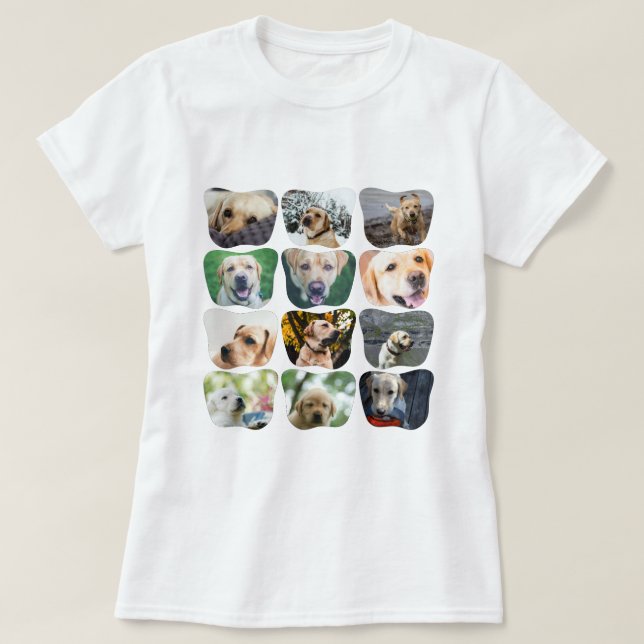 12 FotoCollage Einzigartig Personalisiert T-Shirt (Design vorne)