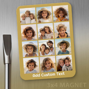 12 FotoCollage mit Gold Hintergrund Magnet