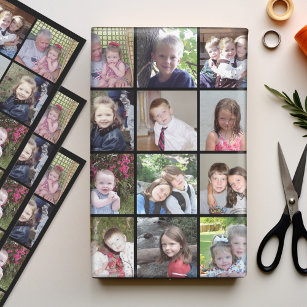 12 FotoCollage mit schwarzem Hintergrund Geschenkpapier Set
