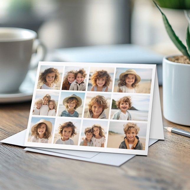 12 FotoCollage mit weißem Hintergrund Karte (Custom Folded Greeting Card)
