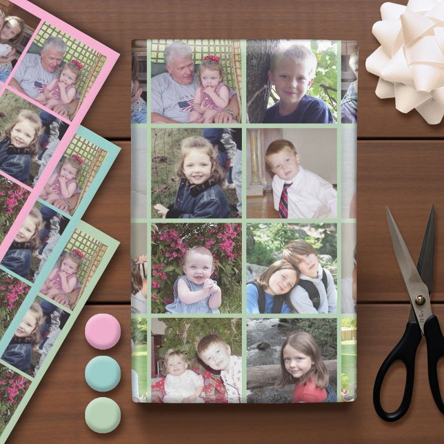 12 FotoCollage - pastellfarbene Hintergründe Geschenkpapier Set (Custom Photo Wrapping Paper)