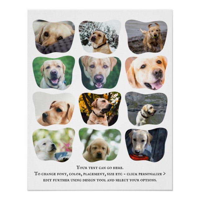 12 FotoCollage und Text einmalig Personalisiert Poster (Vorderseite)