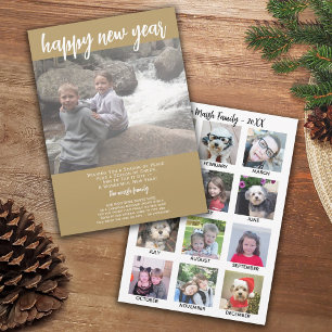 12 FotoCollage with Year in Review plus Message Feiertagskarte