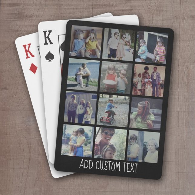 12 Fotomaterial - Raster mit Textbereich - schwarz Spielkarten (12 Photo playing cards -- personalize with your name or other text)
