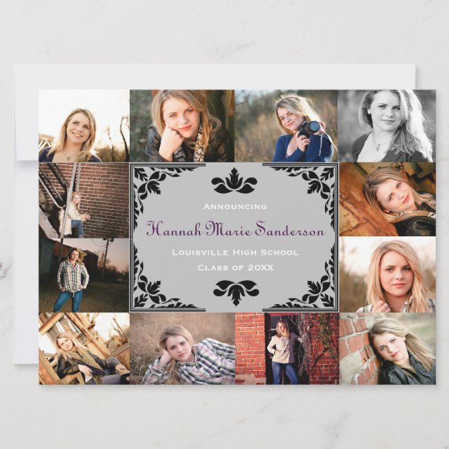 12 Fotos Abschluss Collage-6x8 Grad Ankündigung (Vorderseite)