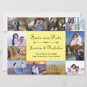12 Fotos Collage Gelb - 6x8 Save the Date
