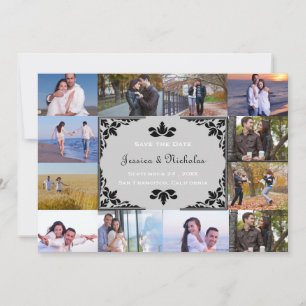 12 Fotos Collage Gray Zickzack - 12x18 Save the Da Save The Date