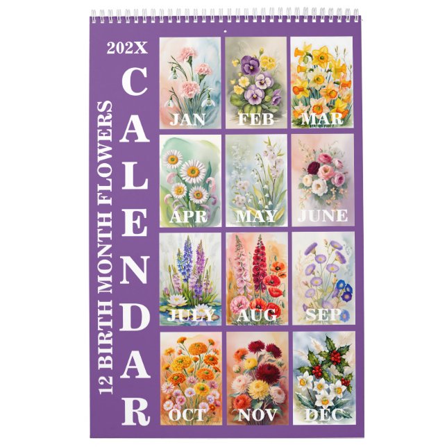 12 Geburtsmonatsblumen 2026 Wandkalender (Titelbild)