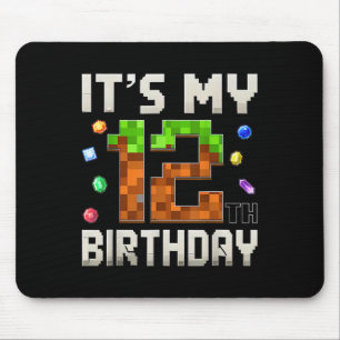 12. Geburtstag 12. Geburtstag Boy Gamer Pixel Mousepad