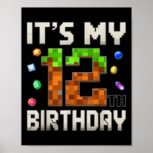 12. Geburtstag 12. Geburtstag Boy Gamer Pixel Poster