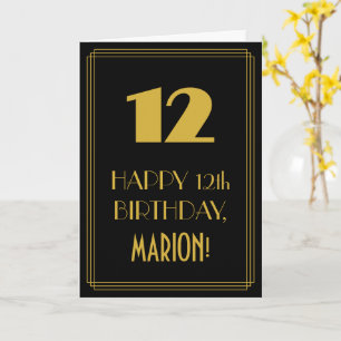 12. Geburtstag - Art Deco Inspiriert Look "12" & N Karte