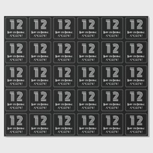 12. Geburtstag: Art Deco inspirierter Look "12" mi Geschenkpapier