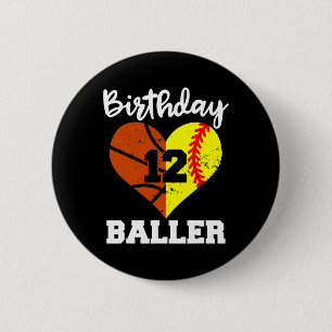 12. Geburtstag Baller Spaß 12 Jahre alter Softball Button
