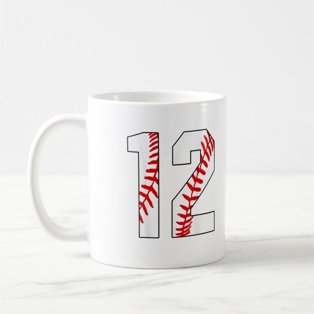 12. Geburtstag Baseball Big Number Zwölf Kaffeetasse (Links)