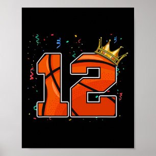 12. Geburtstag Basketball Big Number 12 Year Old B Poster