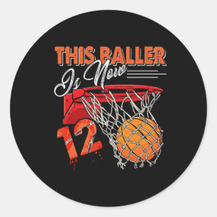 12. Geburtstag Basketball Spaß 12 Jahre Altes Kind Runder Aufkleber