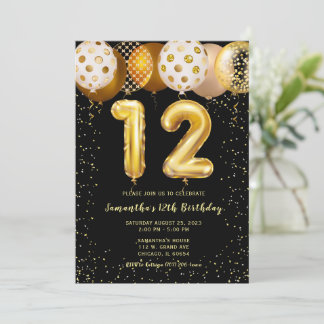 12. Geburtstag Black Gold Einladung
