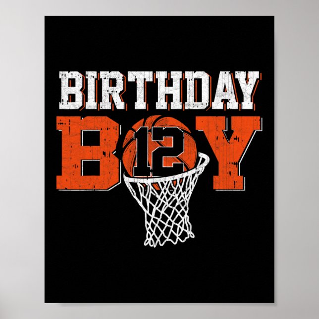 12. Geburtstag Boy Basketball Lover 12 Jahre Altes Poster (Vorne)