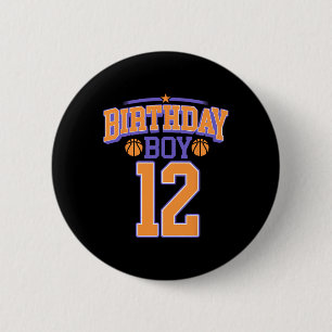 12. Geburtstag Boy Bysketbyll Lover 12 Jahre Altes Button
