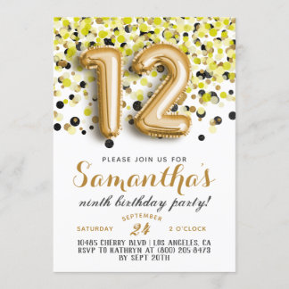 12. Geburtstag Confetti Einladung