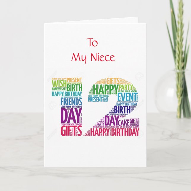 **12. GEBURTSTAG FÜR MEINE LIEBE NIECE** KARTE (Vorderseite)