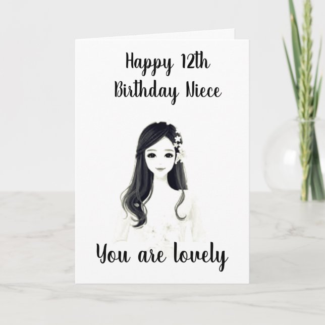 ****12. GEBURTSTAG**** FÜR UNSERE "LOVELY NIECE"** KARTE (Vorderseite)