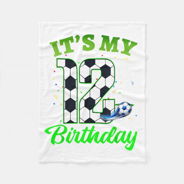 12. Geburtstag Fußball Junge Mädchen Kinder Fußbal Fleecedecke (Vorderseite)