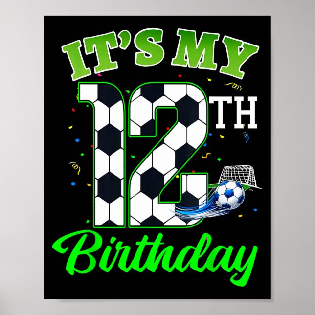 12. Geburtstag Fußball Junge Mädchen Kinder Fußbal Poster (Vorne)