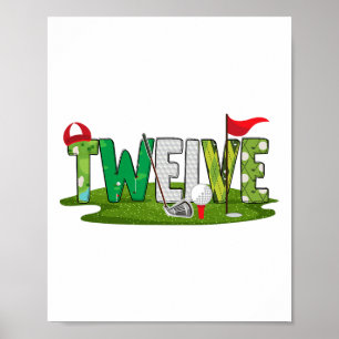 12. Geburtstag Golf Thema 12 Jahre Alte Kinder Spo Poster