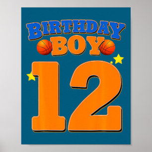 12. Geburtstag Junge Basketball 12 Jahre altes Kin Poster