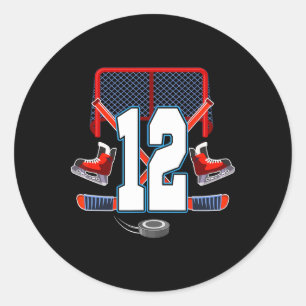 12. Geburtstag Junge Eishockey Thema 12 Jahre alt Runder Aufkleber