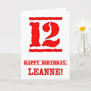 12. Geburtstag: Lustiges, rotes Stempel-inspiriert Karte