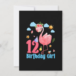 12. Geburtstag Mädchen Flamingo 12 Jahre alt Tropi Einladung