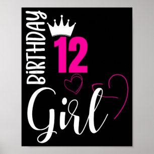 12 Geburtstag Mädchen glücklicher 12. Geburtstag Poster