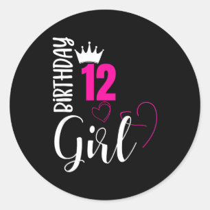 12 Geburtstag Mädchen Glücklicher 12. Geburtstag  Runder Aufkleber