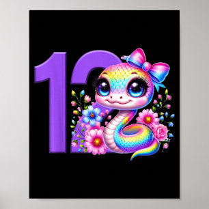 12. Geburtstag Mädchen Schlange Party Regenbogen C Poster