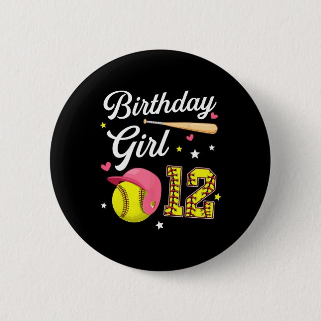 12. Geburtstag Mädchen Softll Zwölfter Geburtstag  Button (Vorderseite)