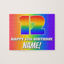 12. Geburtstag — mehrfarbiges Regenbogenmuster "12 Puzzle