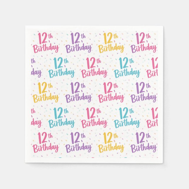 12. Geburtstag Papiertücher, 12. Geburtstagsfeier Serviette (Vorderseite)