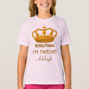 12. Geburtstag Prinzessin Benutzerdefinierter Name T-Shirt