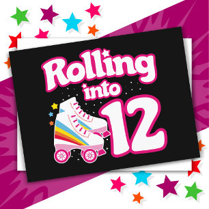 12. Geburtstag Rollschuhfahren 12 Jahre alt Skate Postkarte